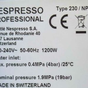 Machine à café de marque Nespresso modèle type 230 NP100 (ne s'allume pas). Localisation : 4ème (coursive) – Image 2