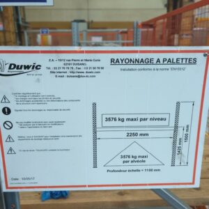 Rack à palettes Duwic poids maximum par étage 3500 KG, longueur 450 cm hauteur 150 cm. – Image 2