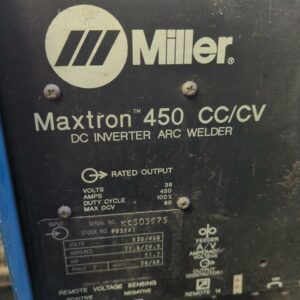 Poste à souder de marque Miller modèle Maxtron 450 CC/ CV – Image 2