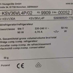 Réfrigérateur de marque BOSCH modèle KSV36, capacité 346 litres. 185 x 58 x 68 cm (petite rayure). Localisation : Theta (1rt) – Image 3