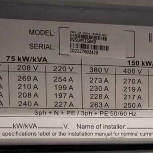 Onduleur 100 KVA de marque SCHNEIDER ELECTRIC modèle Galaxy VS. Vendu avec armoire By-pass et batteries. Localisation : Canada rdc bas – Image 2