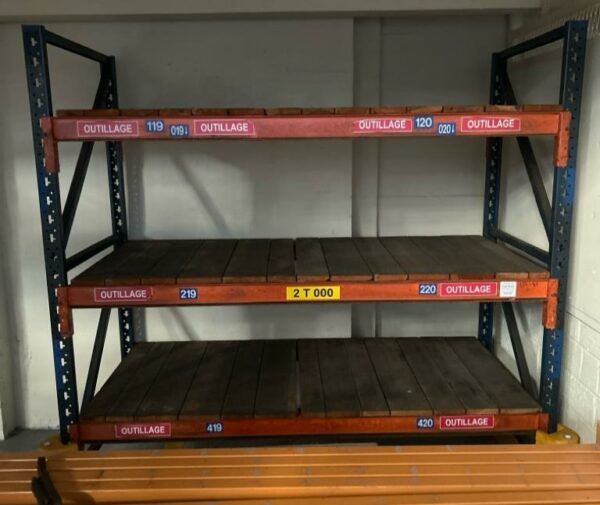 Rack à palette 2T 3 plateaux. 225 x 230 x 100 cm