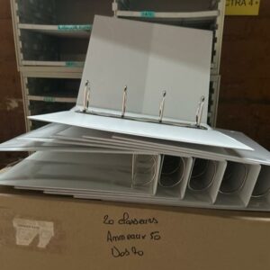 14 cartons de 20 classeurs blancs anneaux de 50 et dos de 20 – Image 2