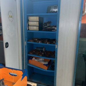 Armoire métallique bleue à 2 portes coulissantes et 5 étagères. 200 x 120 x 43 cm (mezza)