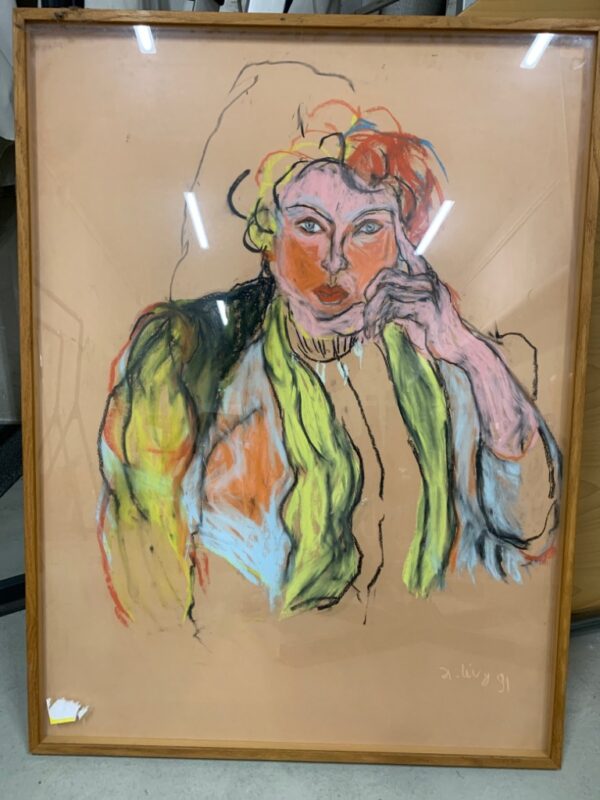 Agnès Lévy (née en 1956). Pastel sur papier, signé en bas à droite et daté 1991. 115 x 88 cm avec cadre en bois naturel. 
 Localisation : 10 rue Petit - 75019 Paris (-1 B06).