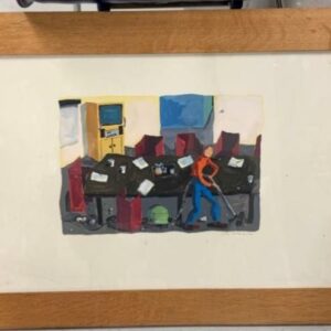 Jean-Philippe Delhomme (né en 1959). Technique mixte sur papier, signé. 67 x 50 cm avec cadre en bois naturel. 
 Localisation : 10 rue Petit - 75019 Paris (-1 B06).