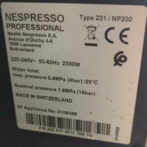 Machine à café professionnelle Nespresso 2 bec modèle Momento 231/np200. Localisation : 6 rue Duret - 75116 Paris : Rdc haut – Image 2