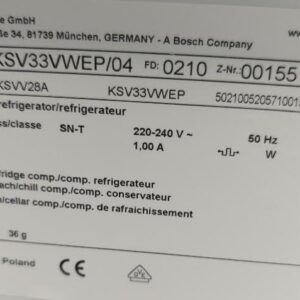 Réfrigérateur de marque Bosch modèle KSV33VWEP. Capacité 324 litres. 175 x 60 x 65 cm. (SS bat A) – Image 3