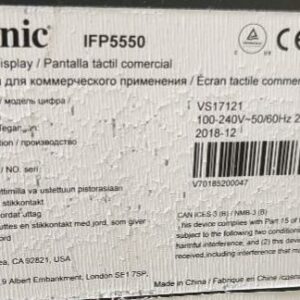 Ecran tactile 55 pouces de marque View Sonic modèle IFP5550, avec support à roulettes. (rdc bat A salle réserve) – Image 2