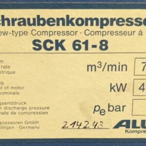 Compresseur à vis de marque Alup modèle SCK61-8. (SS bat A, accès porte au pied escalier A, à côté salle 3A) – Image 2