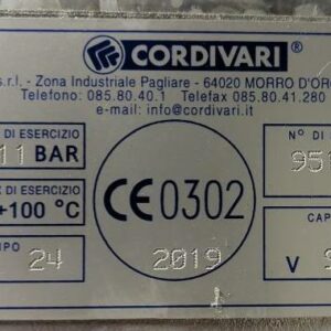 Cuve à air comprimé de marque Cordivari, 900 litres. (SS Bat A, accès porte au pied escalier A, à côté salle 3A) – Image 2