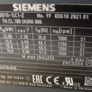 Moteur électrique Siemens (voir détails sur photos). (bat B) – Image 2