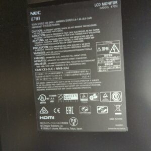 Moniteur 70 pouces de marque Nec modèle E705. 2 unités. Vendu à l'unité avec faculté de réunion. Localisation : 10 rue du Ballon - 93160 Noisy-le-Grand – Image 2
