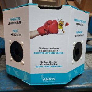 Boite pour décontamination de mains de marque Anios. (rdj labo mezzanine, étiquette 154)