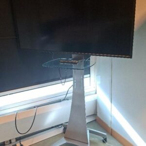 Moniteur 55 pouces de marque Nec modèle V552 sur support à roulettes. Localisation: auditorium