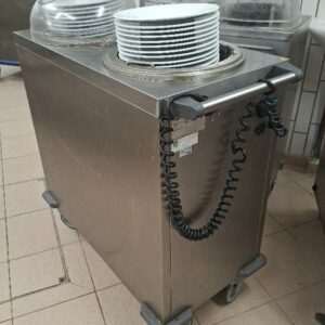 Chariot chauffe assiette à niveau constant de marque Tournus Equipement à 2 silos. 90 x 44 x 95 cm. Localisation: cuisines