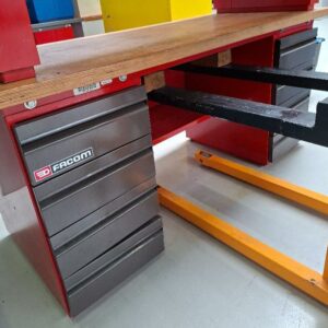 Etabli d'atelier de marque Facon avec 2 caissons 4 tiroirs, plateau en bois. 96 x 200 x 75 cm