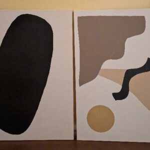 2 peintures sur toiles abstraites. 80 x 60 cm. Localisation: BLB, 3 rue de la Fossé aux Leux - 91700 Sainte Geneviève des Bois