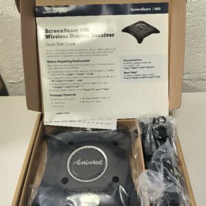 Récepteur d'affichage de marque ActionTec modèle ScreenBeam 960. Non testé. 4 unités. Vendu à l'unité avec faculté de réunion. Localisation : 30 rue Beauregard 60440 Nanteuil-le-Haudouin