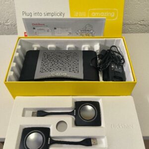 Solution de présentation de marque Barco - ClickShare modèle CSE-200. Non testé. 5 unités. Vendu à l'unité avec faculté de réunion. Localisation : 30 rue Beauregard 60440 Nanteuil-le-Haudouin