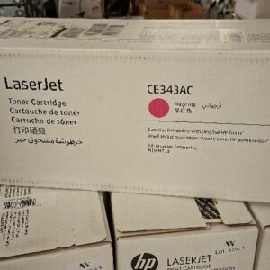Cartouche de toner HP Laserjet. Couleur Magenta. Référence: CE343AC. 13 unités. Vendu à l'unité avec faculté de réunion. Localisation: 30 rue Beauregard - 60440 Nanteuil-Le-Haudouin