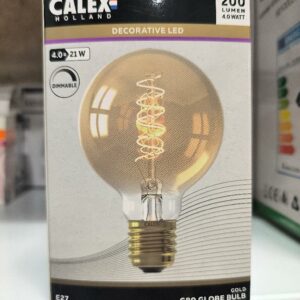 Ampoule LED à filament de marque CALEX modèle G80 Globe Bulb E27. Non testé. 5 unités. Vendu à l'unité avec faculté de réunion. Localisation : 11 rue Jean-Pierre Plicque - 77124 Villenoy