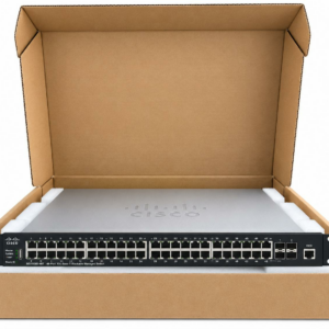 Switch réseau manageable de marque CISCO, modèle SG350XG-48T-K9-EU, avec 48 ports Ethernet 10 Gigabit 10GBase-T, 2 ports SFP+ et 1 port de management Gigabit. Format rack 1U. Dimensions : 44 x 45 x 4,4 cm. Vendu dans son emballage d’origine. Non testé. Localisation : 30 rue Beauregard - 60440 Nanteuil-le-Haudouin