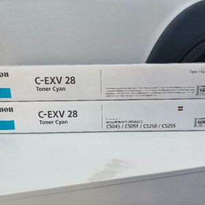 Toner cyan de marque CANON, modèle C-EXV 28, référence 2793B002, compatible avec les multifonctions imageRUNNER ADVANCE C5045, C5051, C5250 et C5255. Vendus dans leur emballage d’origine. État neuf. 2 unités. Vendu à l'unité avec faculté de réunion. Localisation : 30 rue Beauregard 60440 Nanteuil-le-Haudouin