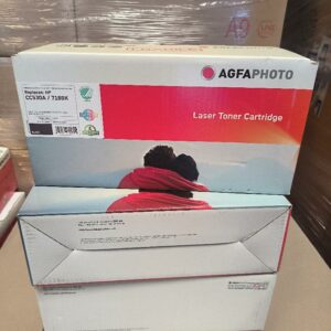 Cartouche de toner laser black de marque AGFAPHOTO, compatible avec les imprimantes HP, remplaçant la référence HP CC530A / 718BK. Dans leur emballage d’origine. 5 unités. Vendu à l'unité avec faculté de réunion.